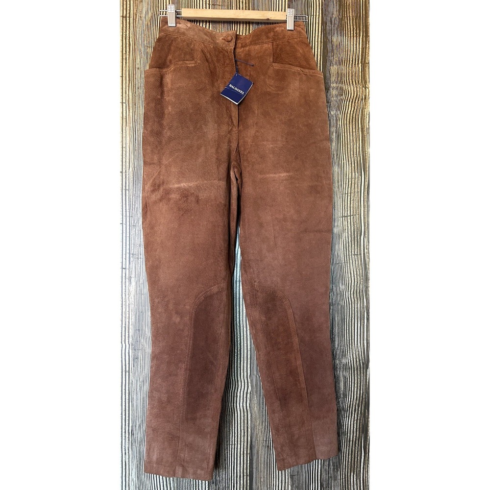 VTG Baldanza Bergdorf Goodman Tan Suede Pants High Rise Western Festival 4 8 NWT